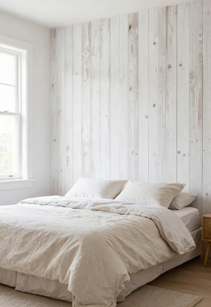 18 Small Bedroom Accent Wall Ideas with Big Impact - 13. Simple White Wash 1