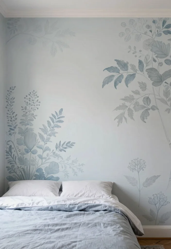 18 Small Bedroom Accent Wall Ideas with Big Impact - 15. Artistic Stenciling 1