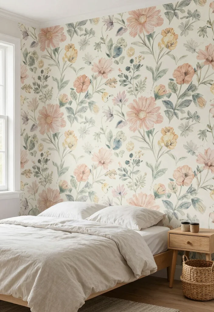 18 Small Bedroom Accent Wall Ideas with Big Impact - 6. Removable Wallpaper 1