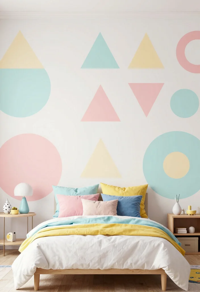 18 Small Bedroom Accent Wall Ideas with Big Impact - 8. DIY Painted Shapes 1