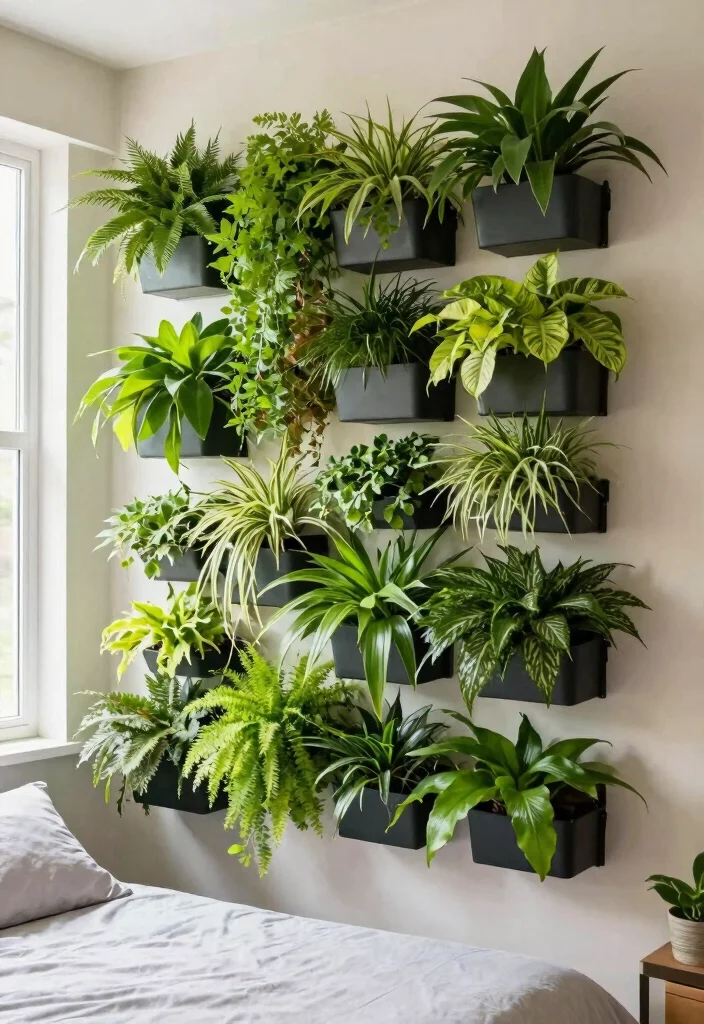 18 Small Bedroom Accent Wall Ideas with Big Impact - 9. Vertical Garden Wall 1