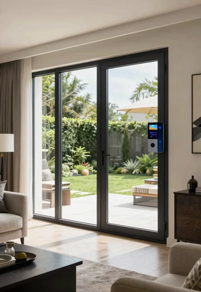 12 Black Patio Door Ideas That Make Small Rooms Feel Bigger - 10. Smart Glass Technology in Black Doors 1