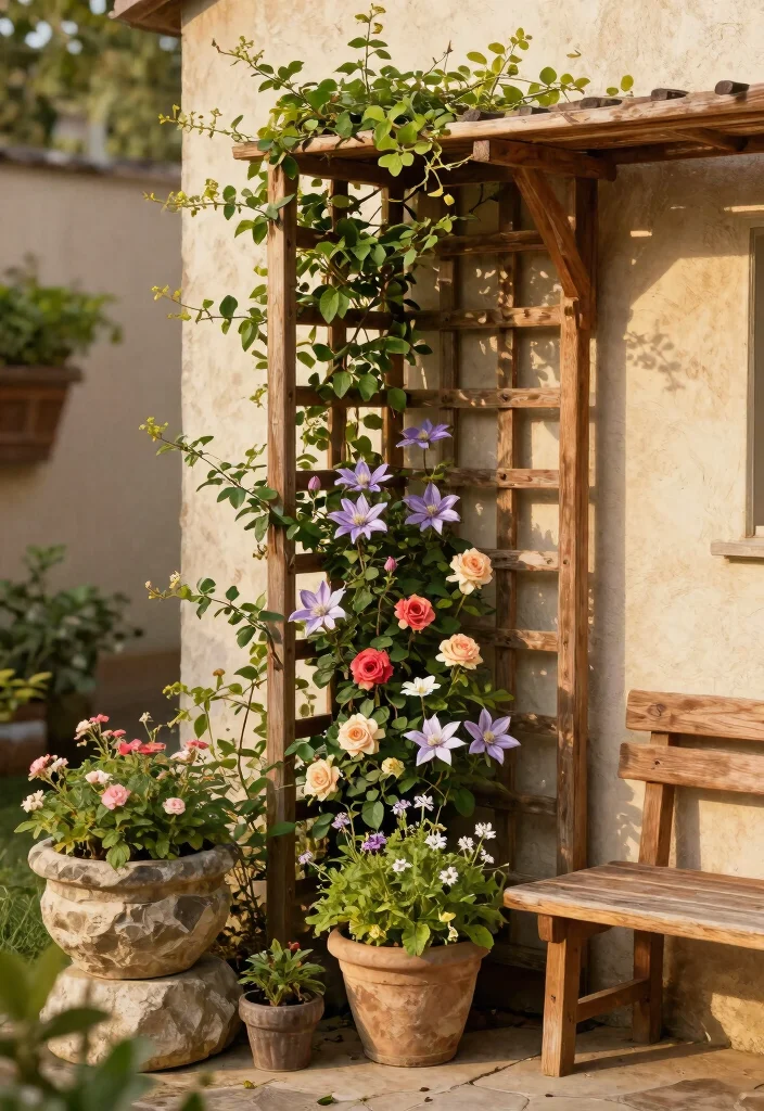 12 Corner Trellis Ideas That Fit Tight Spaces and Support Climbing Vines - 1. Rustic Wooden Corner Trellis 1