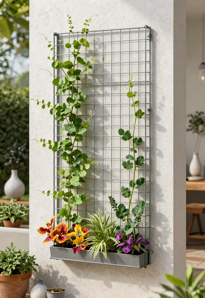 12 Corner Trellis Ideas That Fit Tight Spaces and Support Climbing Vines - 10. Wire Mesh Trellis 1