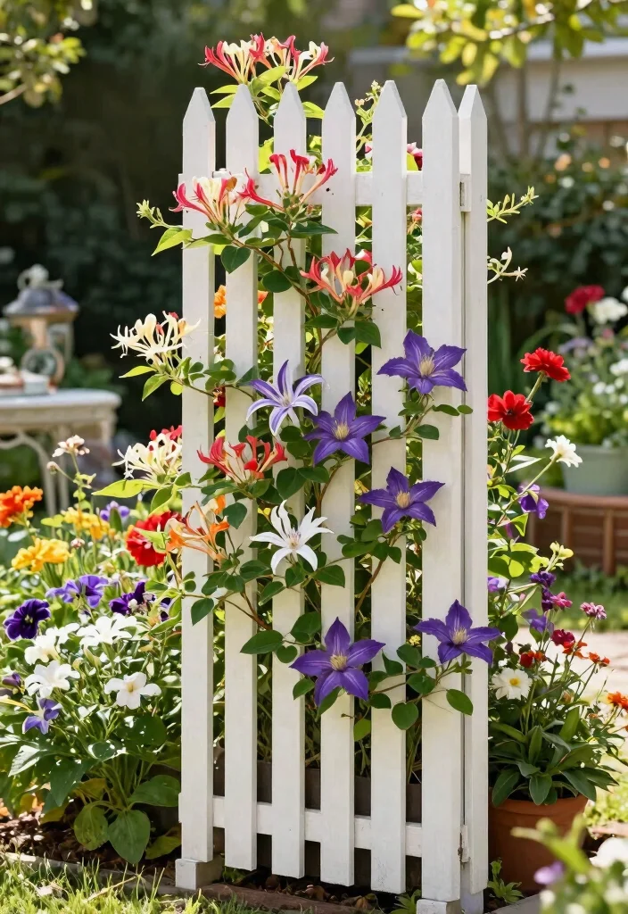 12 Corner Trellis Ideas That Fit Tight Spaces and Support Climbing Vines - 12. Vertical Picket Fence Trellis 1