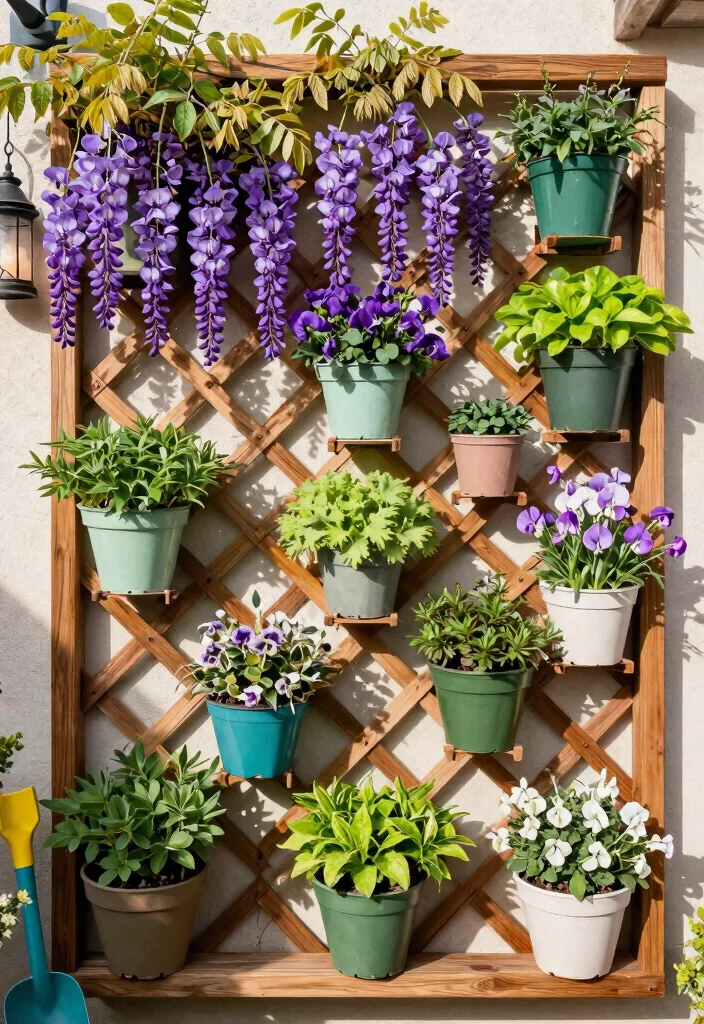12 Corner Trellis Ideas That Fit Tight Spaces and Support Climbing Vines - 3. Vertical Garden Wall with Trellis 1