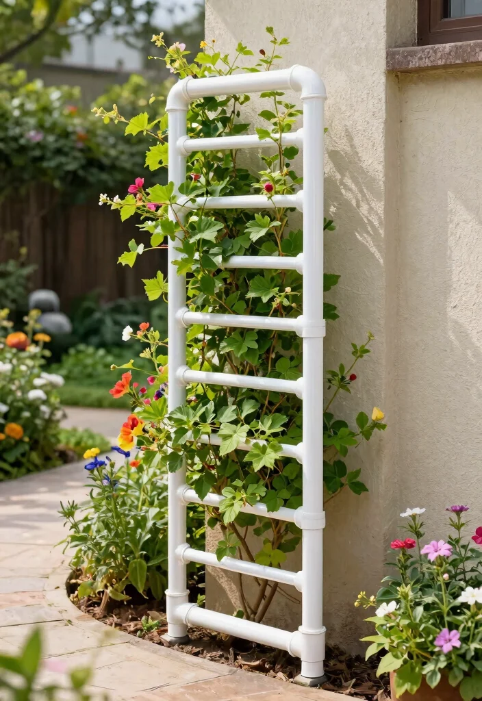 12 Corner Trellis Ideas That Fit Tight Spaces and Support Climbing Vines - 6. DIY PVC Trellis 1