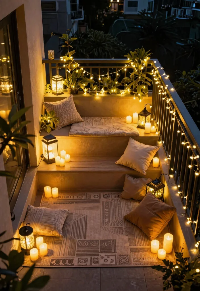 12 Diwali Lights Decoration Balcony Ideas for Small Spaces That Shine - 10. Multi-layered Lighting 1