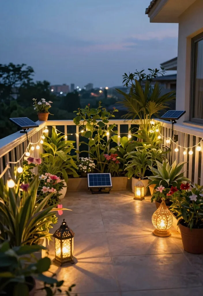 12 Diwali Lights Decoration Balcony Ideas for Small Spaces That Shine - 8. Solar-Powered Lights 1