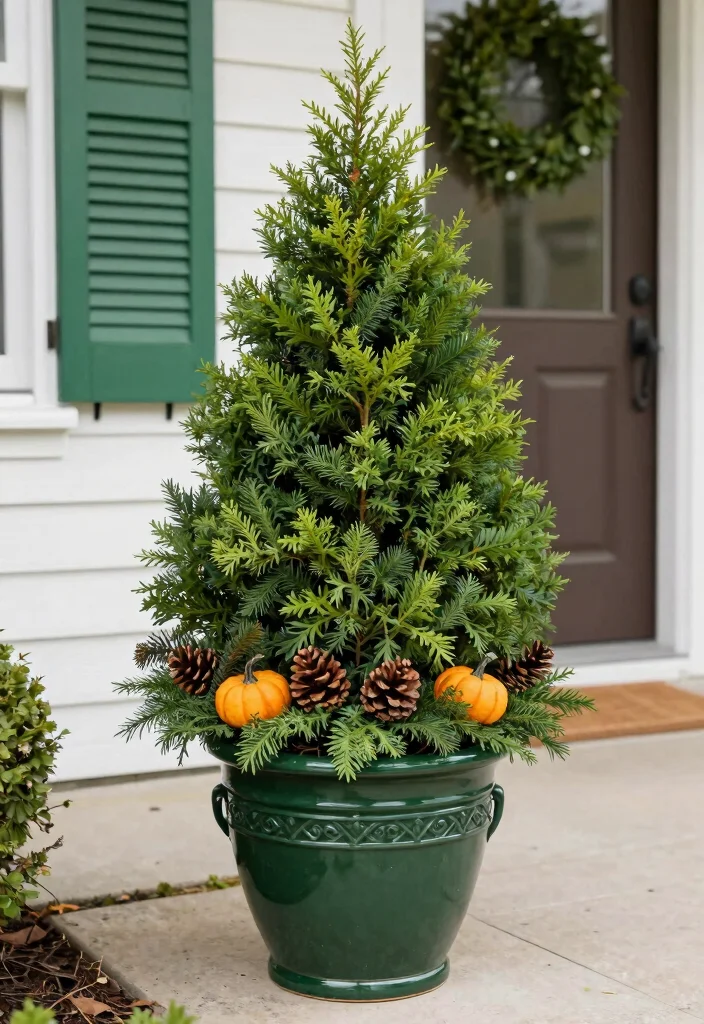 12 Front Door Planter Ideas That Look Full Without Weekly Care - 2. Evergreen Foliage 1