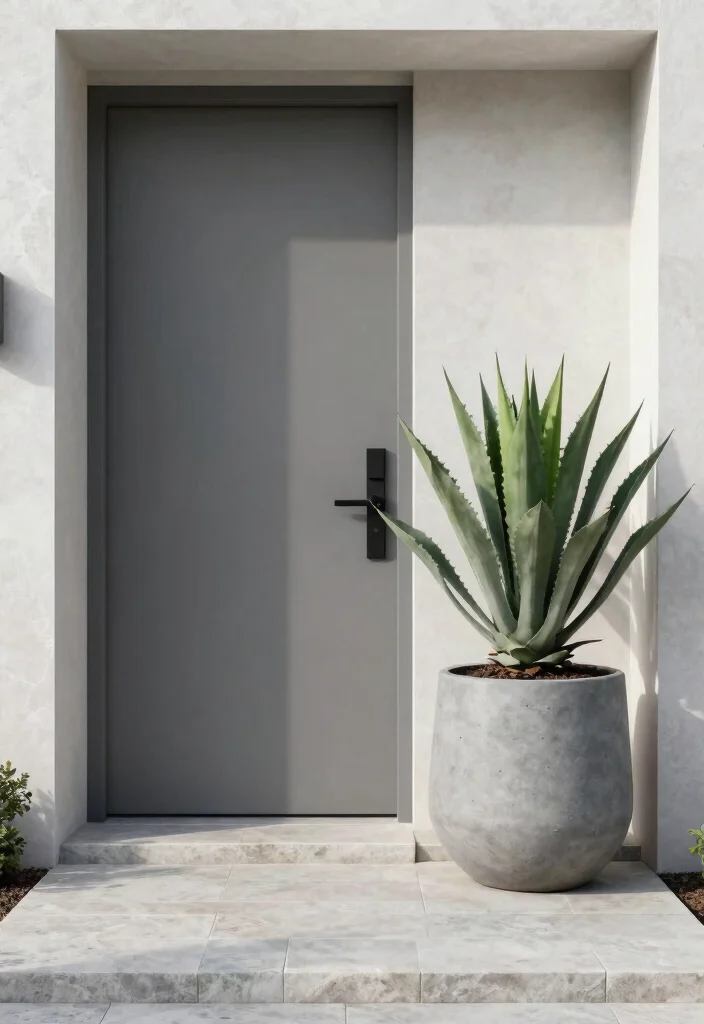 12 Front Door Planter Ideas That Look Full Without Weekly Care - 8. Minimalist Zen Planters 1