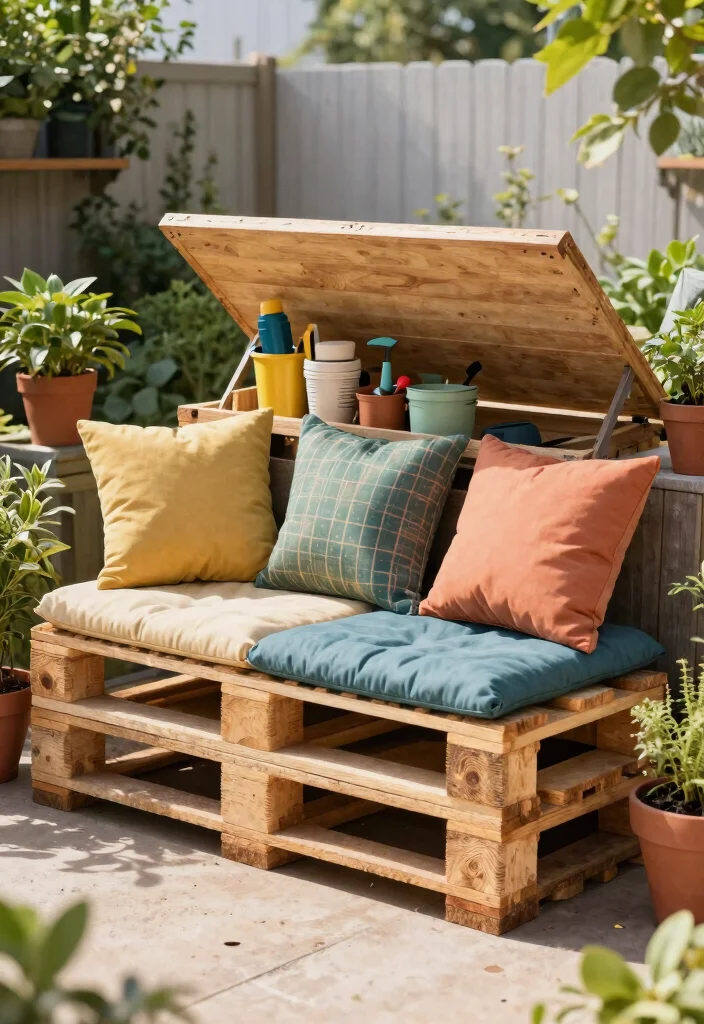 12 Pallet Projects Outdoor Ideas That Actually Last - 9. Pallet Storage Bench 1