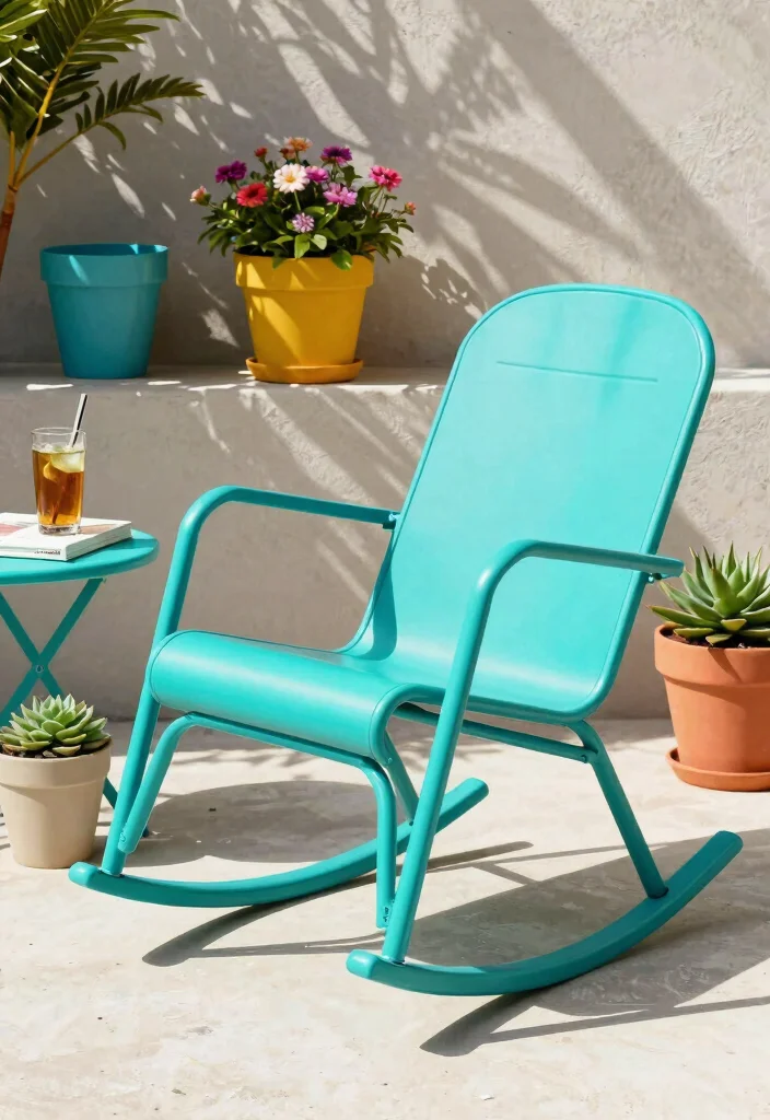 12 Porch Chairs Concepts That Fit Tight Spaces and Actually Rock - 1. Sleek Metal Rocking Chair 1