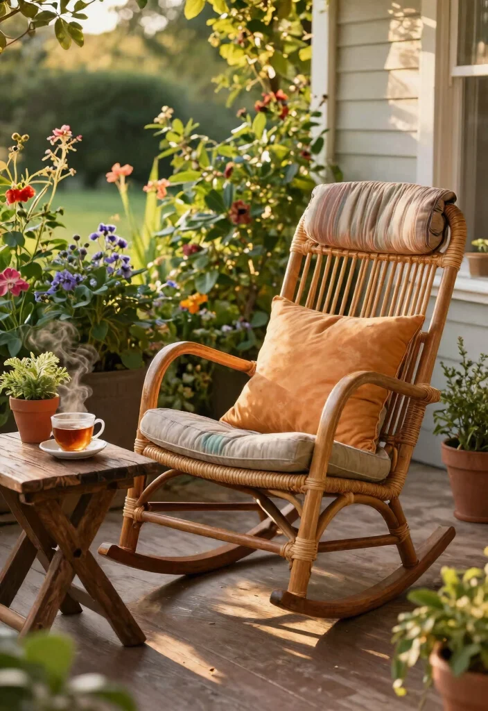 12 Porch Chairs Concepts That Fit Tight Spaces and Actually Rock - 3. Rattan Rocker 1