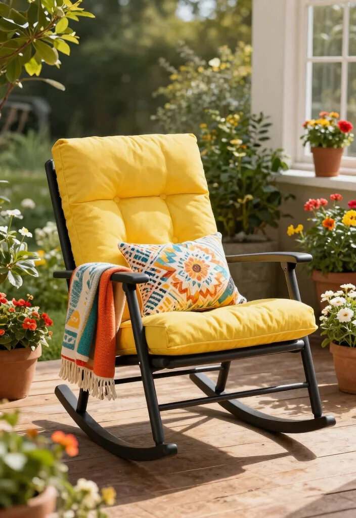 12 Porch Chairs Concepts That Fit Tight Spaces and Actually Rock - 6. Space-Saving Cushioned Rocker 1