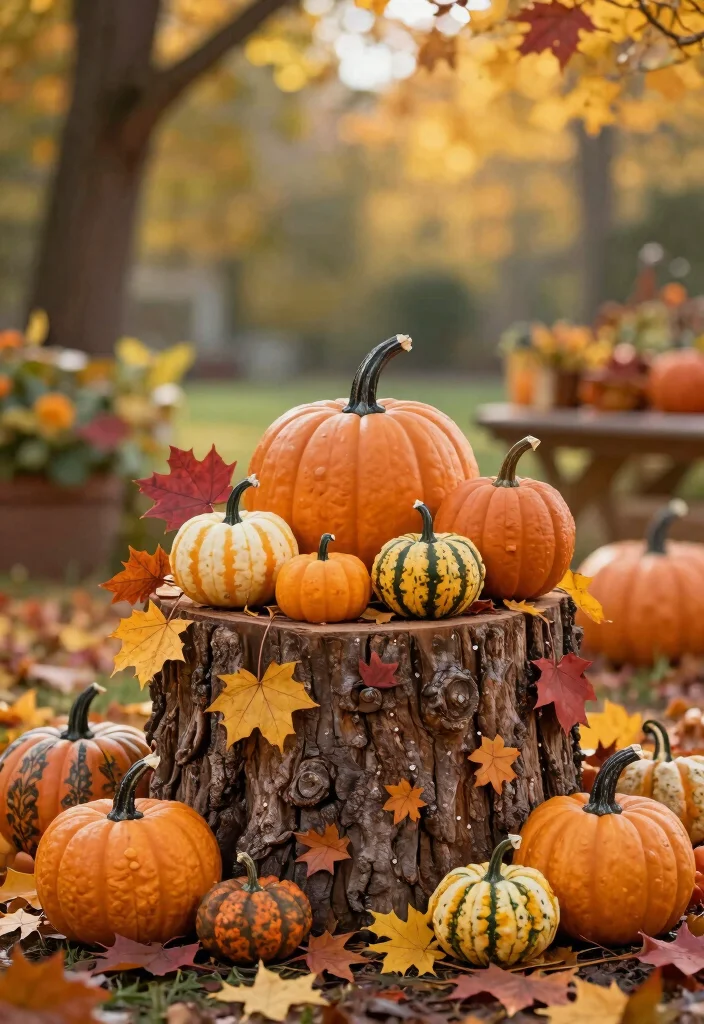 12 Tree Stump Planter Ideas That Don't Attract Termites - 9. Seasonal Decor Stump Planters 1