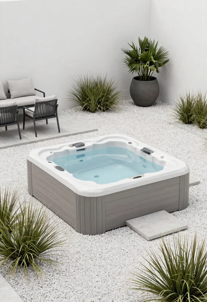 14 Backyard Hot Tub Ideas That Don't Dominate the Yard - 12. Minimalist Hot Tub Landscaping 1