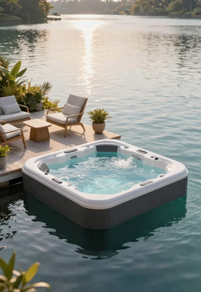 14 Backyard Hot Tub Ideas That Don't Dominate the Yard - 7. Floating Hot Tub Design 1