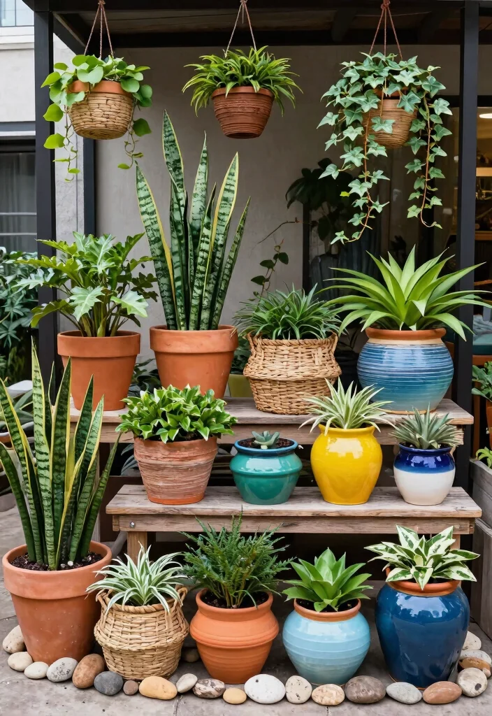 14 Boho Farmhouse Design Ideas That Mix Both Styles - 2. Eclectic Planter Arrangements 1
