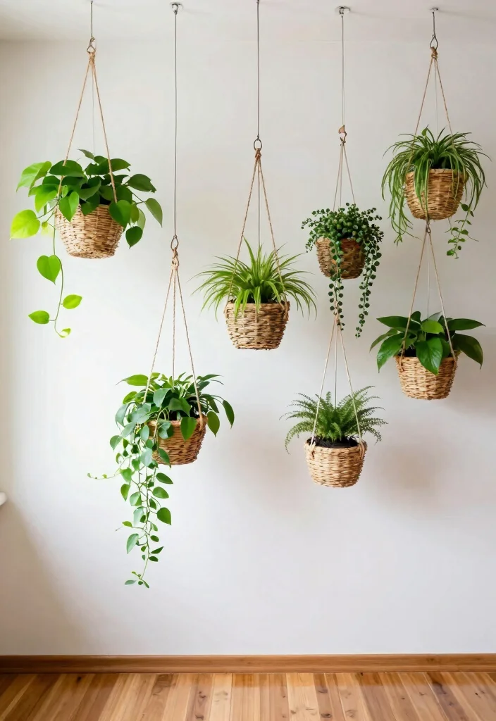 14 Ceiling Room Decor Ideas That Add Interest Without Lowering the Space - 1. Hanging Planters for a Green Touch 1