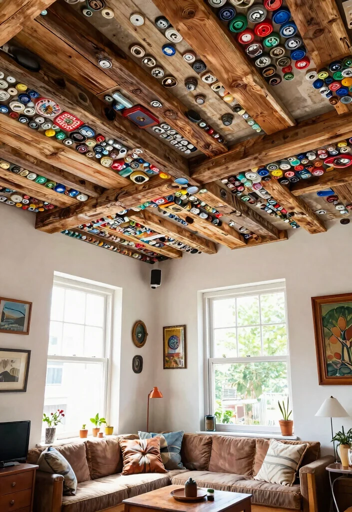 14 Ceiling Room Decor Ideas That Add Interest Without Lowering the Space - 11. Upcycled Ceiling Decor 1