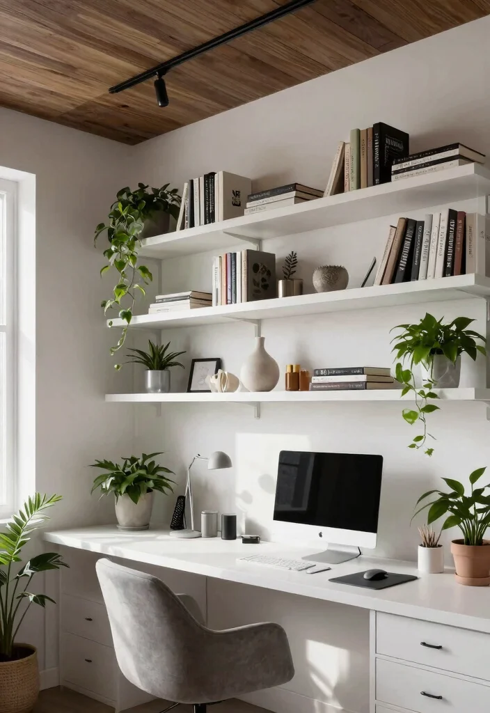 14 Ceiling Room Decor Ideas That Add Interest Without Lowering the Space - 12. Ceiling-Mounted Shelves 1