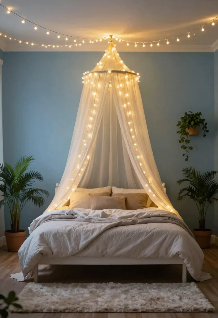 14 Ceiling Room Decor Ideas That Add Interest Without Lowering the Space - 6. String Lights for a Cozy Ambiance 1