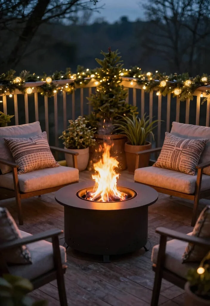 14 Christmas Balcony Ideas for Renters Who Can't Drill Holes - 11. Outdoor Fire Pit 1
