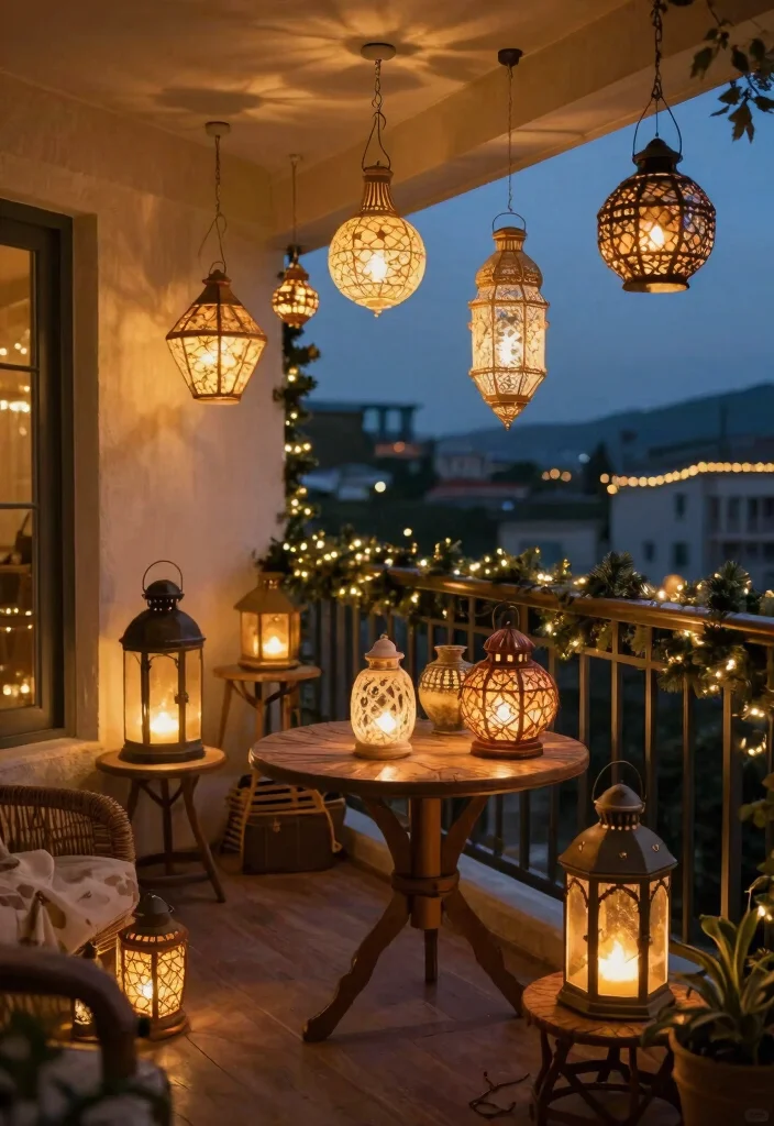 14 Christmas Balcony Ideas for Renters Who Can't Drill Holes - 6. Festive Lanterns 1