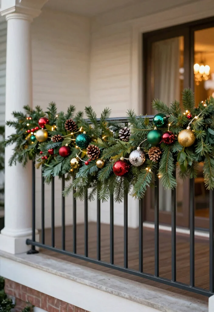 14 Christmas Balcony Ideas for Renters Who Can't Drill Holes - 8. DIY Christmas Garland 1