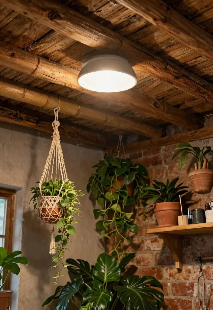 14 Cob Ceiling Light Ideas That Add Character Without Rewiring - 1. Rustic Charm with Natural Materials 1