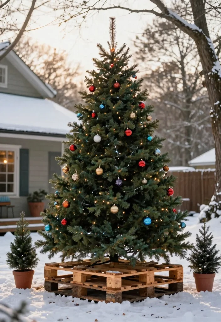 14 Easy Outdoor Christmas Decorations That Go Up in Minutes - 1. Recycled Pallet Christmas Tree 1