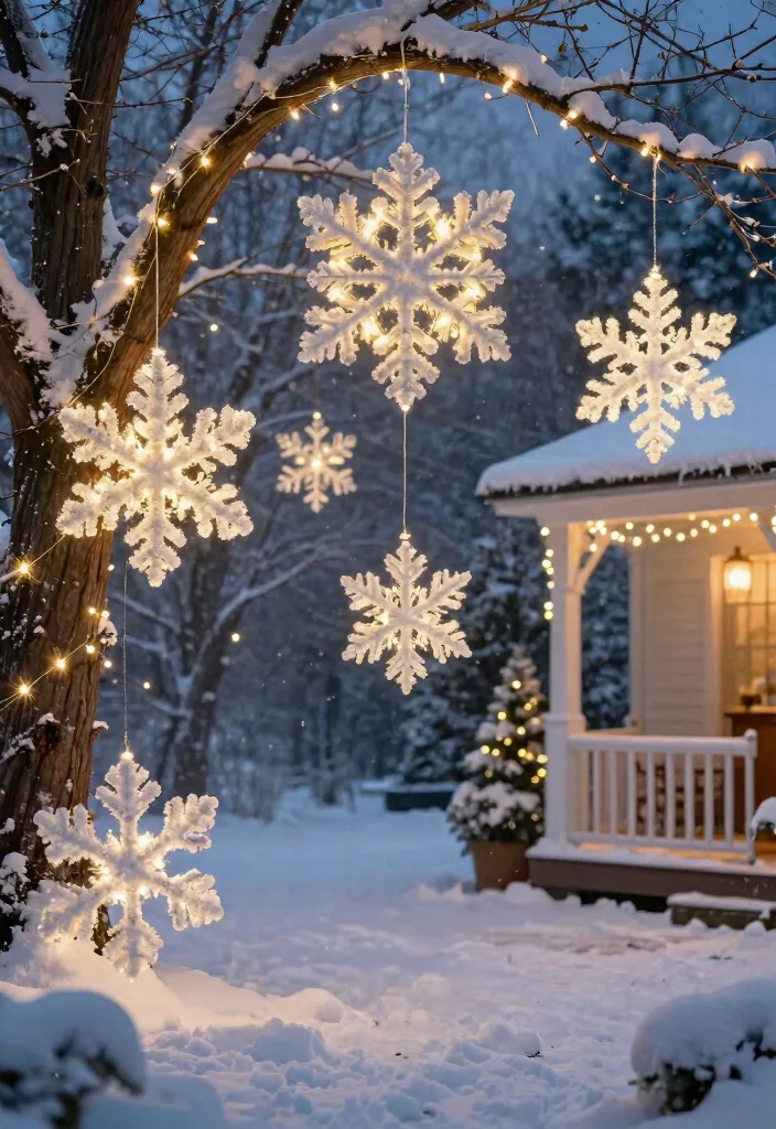 14 Easy Outdoor Christmas Decorations That Go Up in Minutes - 10. Light-Up Snowflakes 1