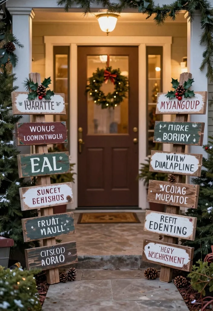 14 Easy Outdoor Christmas Decorations That Go Up in Minutes - 11. Rustic Wooden Signs 1