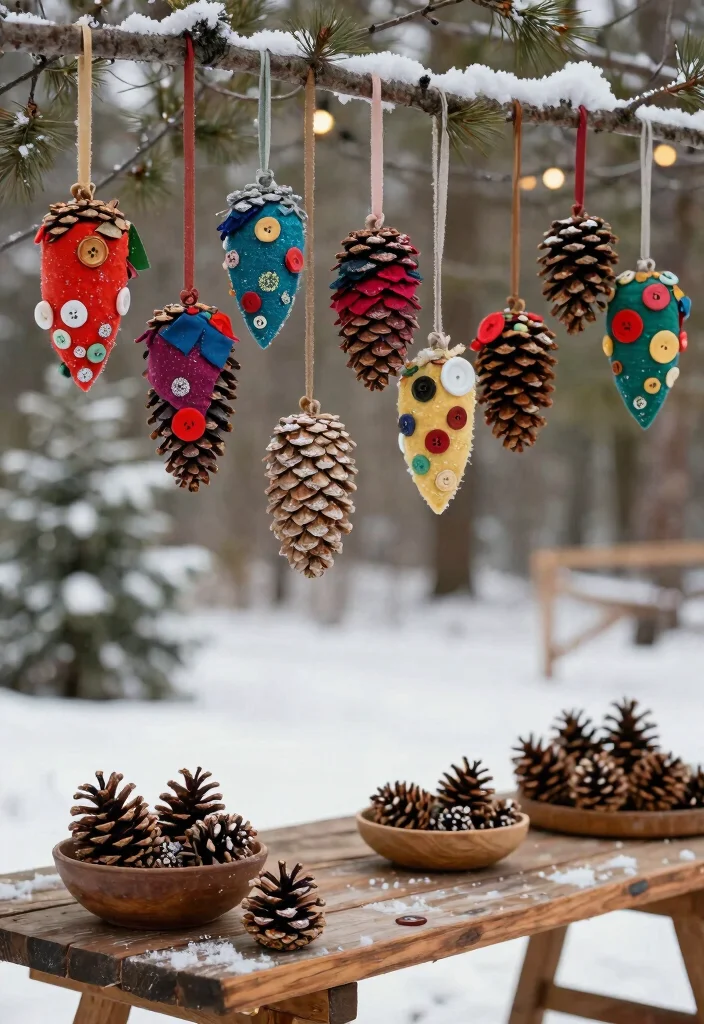 14 Easy Outdoor Christmas Decorations That Go Up in Minutes - 3. Fabric Scrap Pine Cones 1