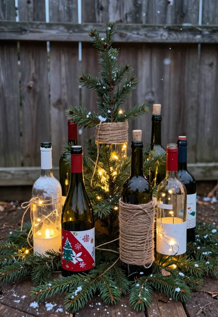 14 Easy Outdoor Christmas Decorations That Go Up in Minutes - 6. Upcycled Wine Bottle Decor 1