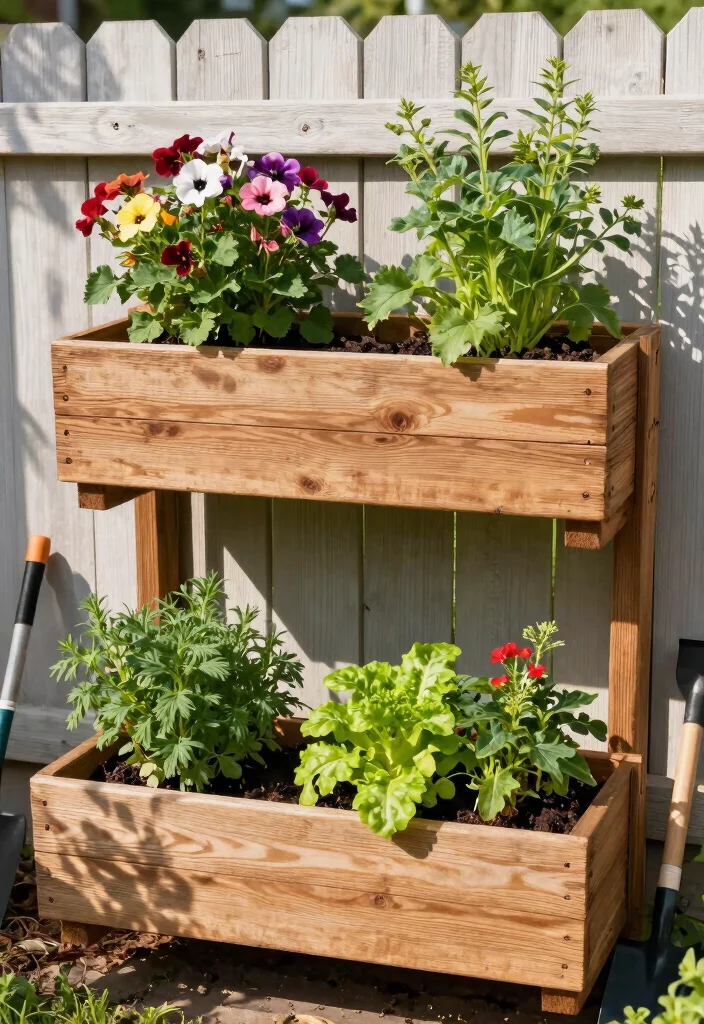 14 Fence Planter Box Ideas That Don't Damage Posts or Rails - 1. The Classic Tiered Planter Box 1