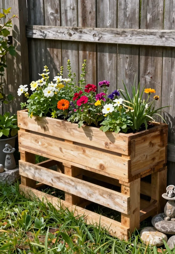 14 Fence Planter Box Ideas That Don't Damage Posts or Rails - 3. Pallet Planter Box 1
