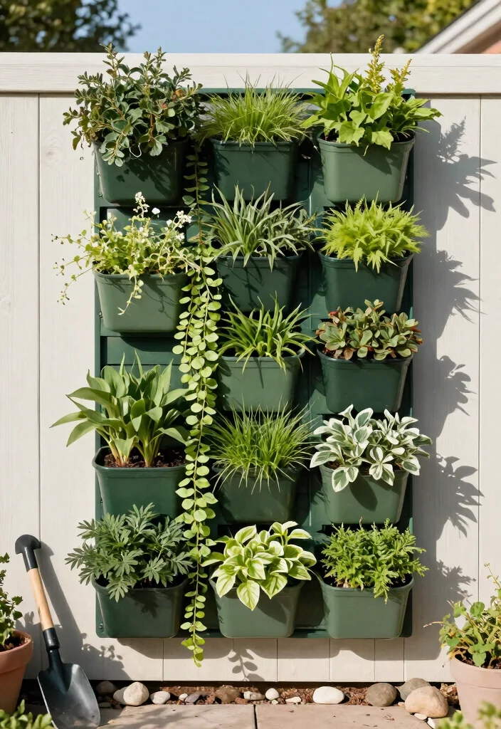 14 Fence Planter Box Ideas That Don't Damage Posts or Rails - 4. Vertical Garden Panel 1