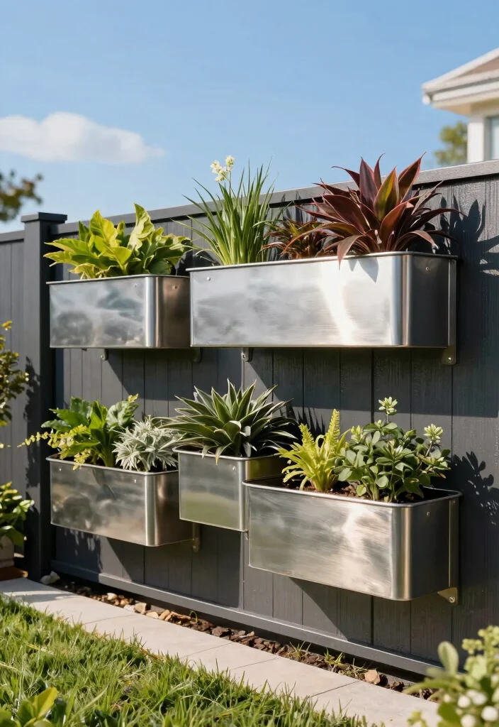 14 Fence Planter Box Ideas That Don't Damage Posts or Rails - 6. Metal Wall Planters 1