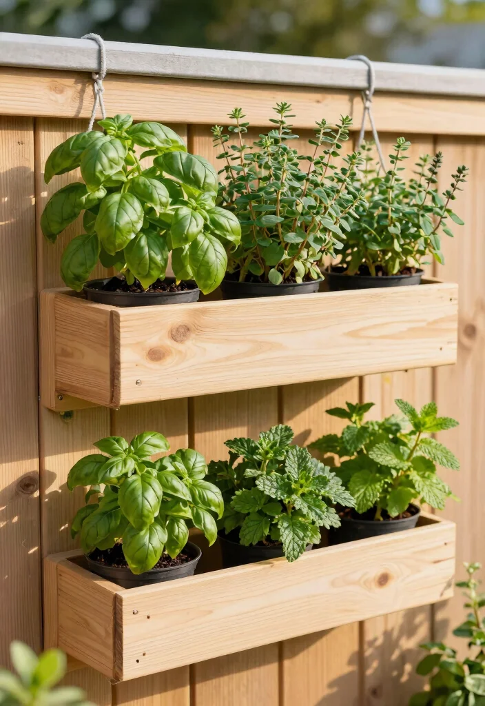 14 Fence Planter Box Ideas That Don't Damage Posts or Rails - 8. Hanging Herb Gardens 1