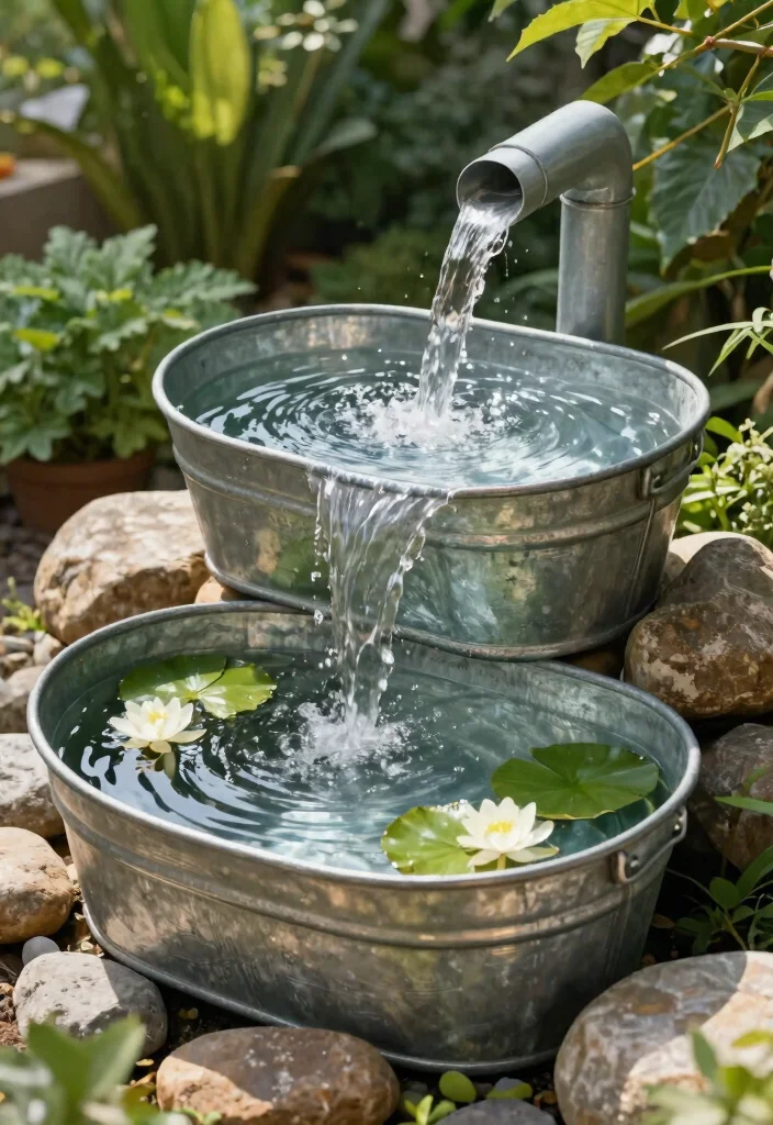 14 Galvanized Tub Planter Ideas That Drain Properly and Don't Rust Out - 5. DIY Galvanized Tub Water Feature 1