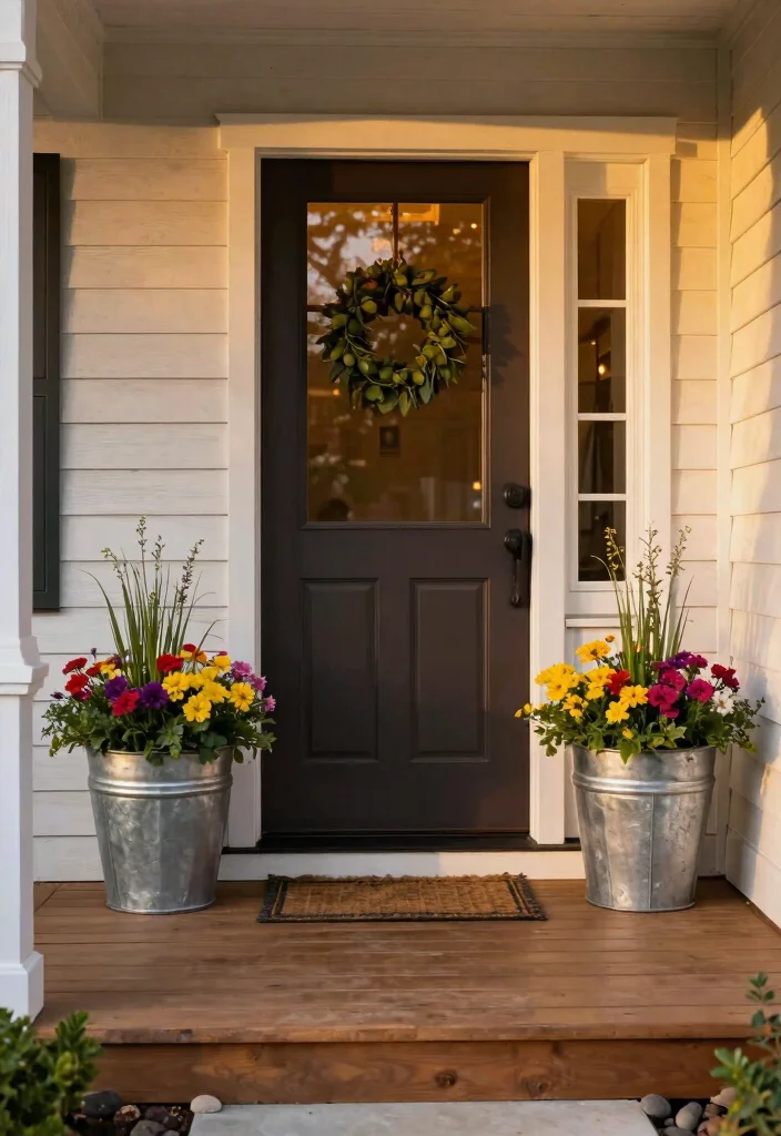 14 Galvanized Tub Planter Ideas That Drain Properly and Don't Rust Out - 8. Elegant Display in Entryways 1