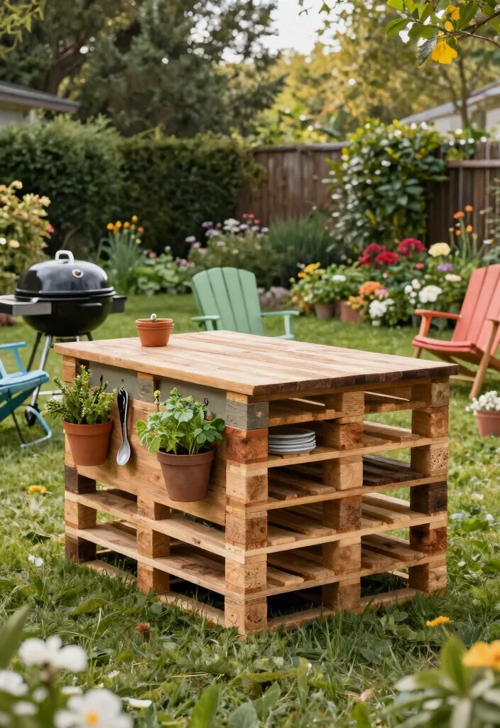 14 Outdoor Kitchen Island Concepts on a Budget Without Plumbing - 1. Pallet Perfection 1