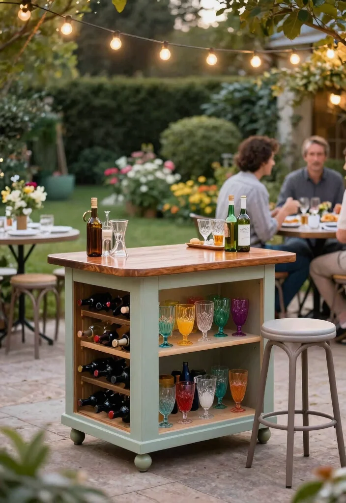 14 Outdoor Kitchen Island Concepts on a Budget Without Plumbing - 4. Mini Bar Island 1