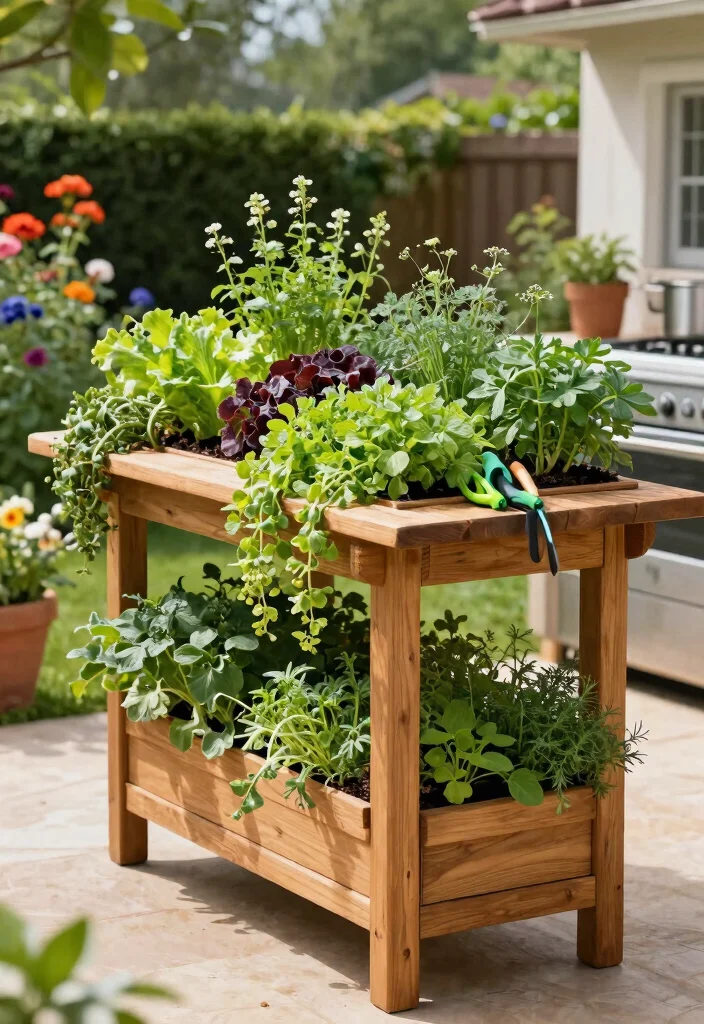 14 Outdoor Kitchen Island Concepts on a Budget Without Plumbing - 7. Vertical Garden Island 1