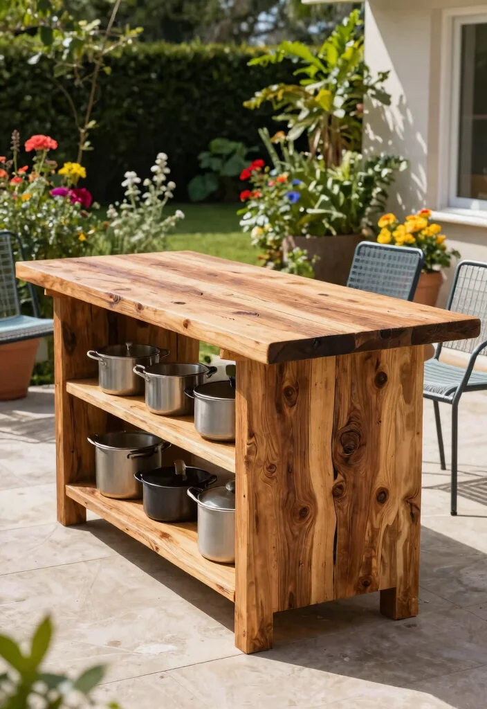 14 Outdoor Kitchen Island Concepts on a Budget Without Plumbing - 9. Reclaimed Wood Island 1