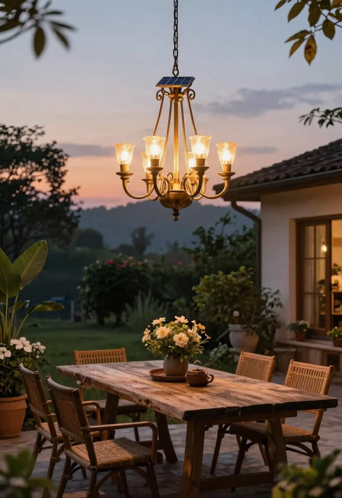 14 Outdoor Light Fixtures That Stay Bright Without Constant Bulb Changes - 8. Solar Chandeliers for Patios 1