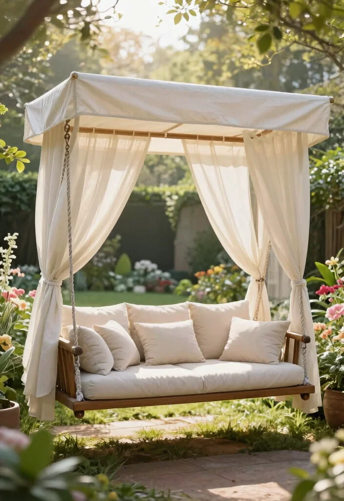 14 Porch Swing Ideas That Support Two Adults and Last Through Weather - 14. Luxurious Canopy Swing 1