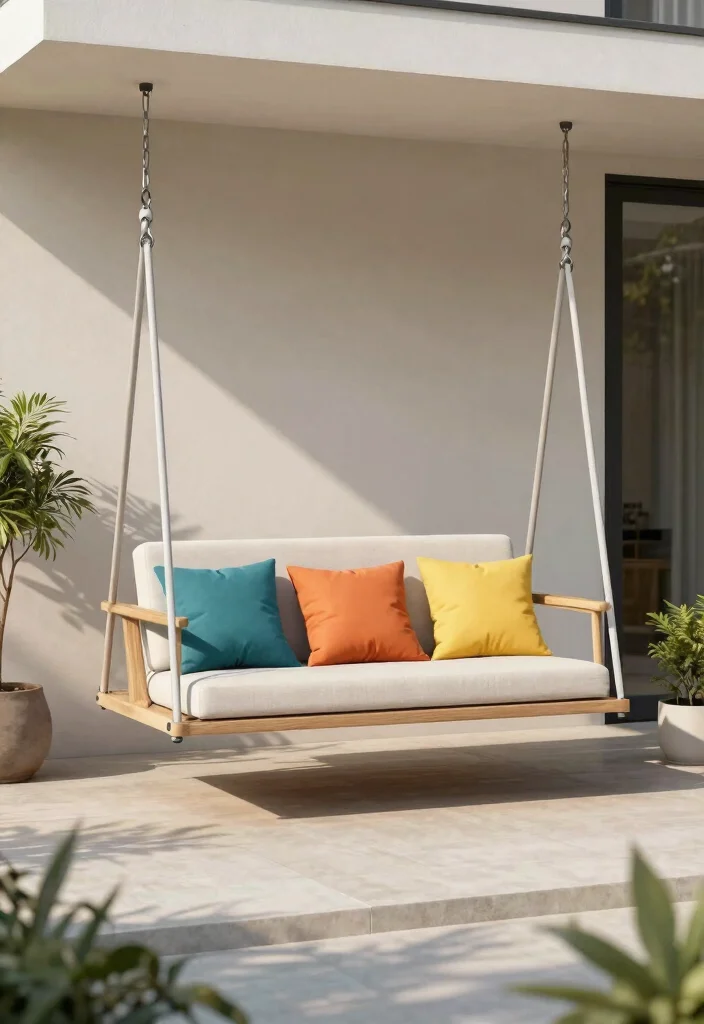 14 Porch Swing Ideas That Support Two Adults and Last Through Weather - 8. Minimalist Frame Swing 1